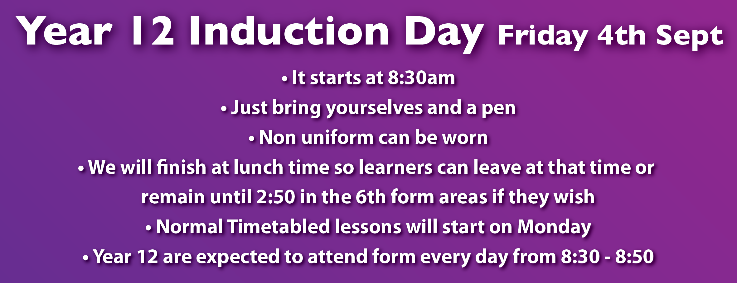 Year 12 Induction Day